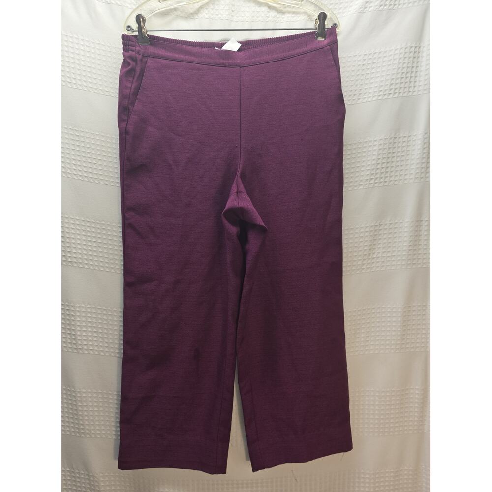 Alfred Dunner Pants Petite Size 12p Burgundy Elastic Waist Ankle Pull On